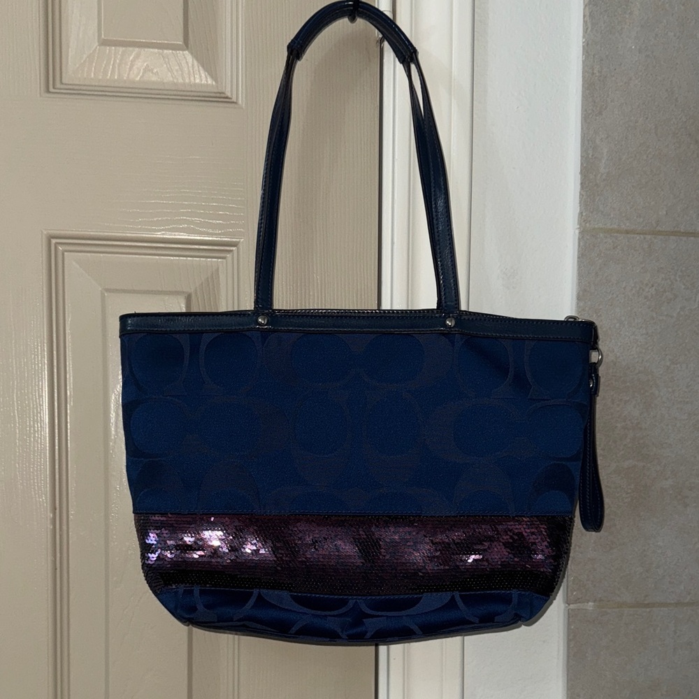Coach Navy and Purple Sequin Tote 2011 Y2K
